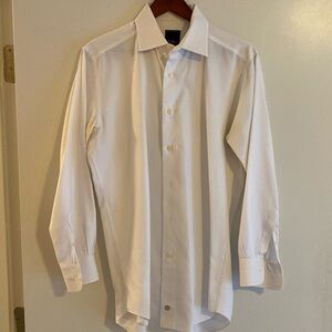Men’s DAVID DONAHUE White Oxford Extra Trim‎ Dress Shirt-16 1/2 34-35